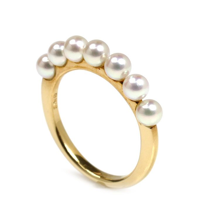 MIKIMOTO ミキモト K18YG イエローゴールド ベビーパール リング 指輪 PR-1426K アコヤパール約3.7mm 12号 3.1g レディース