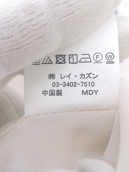 ◇ RAY CASSIN FAVORI 花柄 Vネック 長袖 膝下丈 ワンピース サイズF オフホワイト ブラック系 レディース P  【1304010004058】