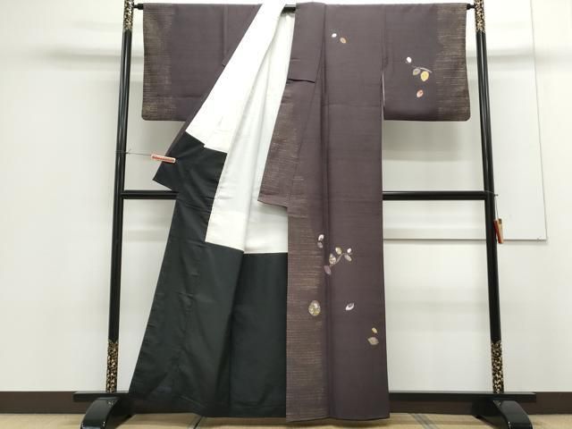 平和屋着物○十日町 名門青柳謹製 赤城紬 訪問着 絞り 休み鳥 枝葉文  