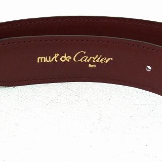 【美品】カルティエ マストライン ベルト ゴールド ボルドー スペイン製 美品 カルティエ ベルト レディース マストライン ゴールド金具