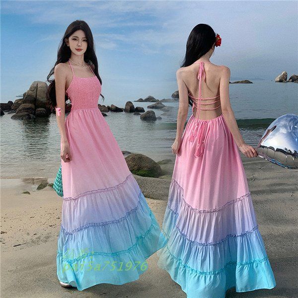 リゾートワンピース サスペンダードレス 夏ワンピ 可愛い ゆったり ロング丈 着痩せ pai5a751976