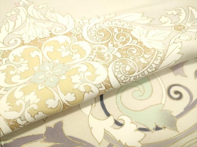 平和屋着物○訪問着 駒刺繍 洋花文 金彩 胴抜き仕立て 正絹 逸品