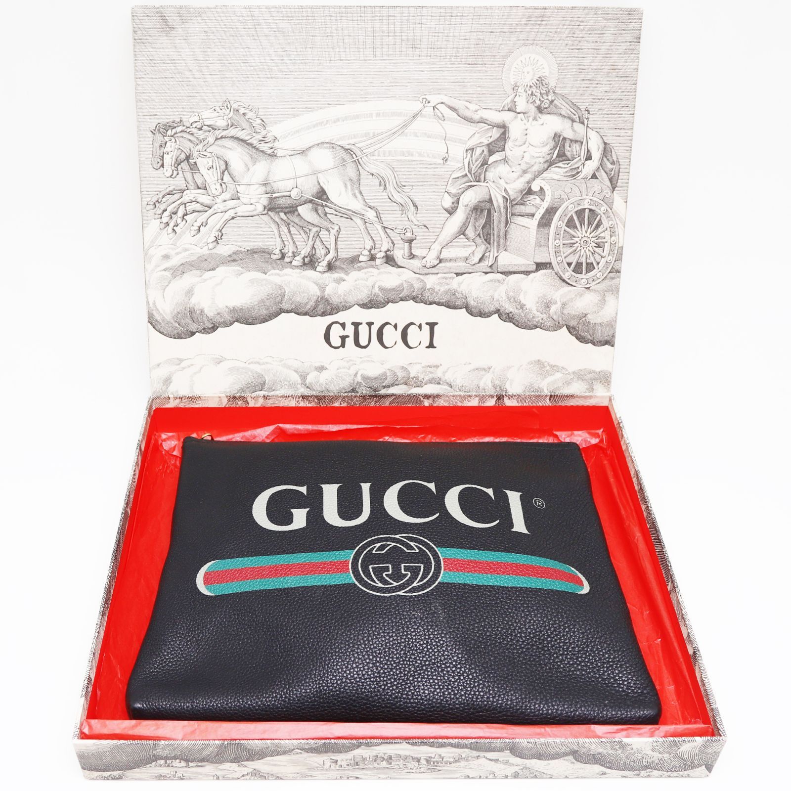 GUCCI クラッチバッグ　セカンドバッグ　プリントロゴ　レッド　レザー GUCCI クラッチバッグ セカンドバッグ プリントロゴ レッド レザー