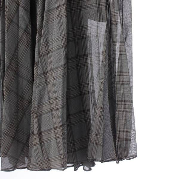 sacai ドッキングプリーツスカート 22-05991 グリーン系チェック柄