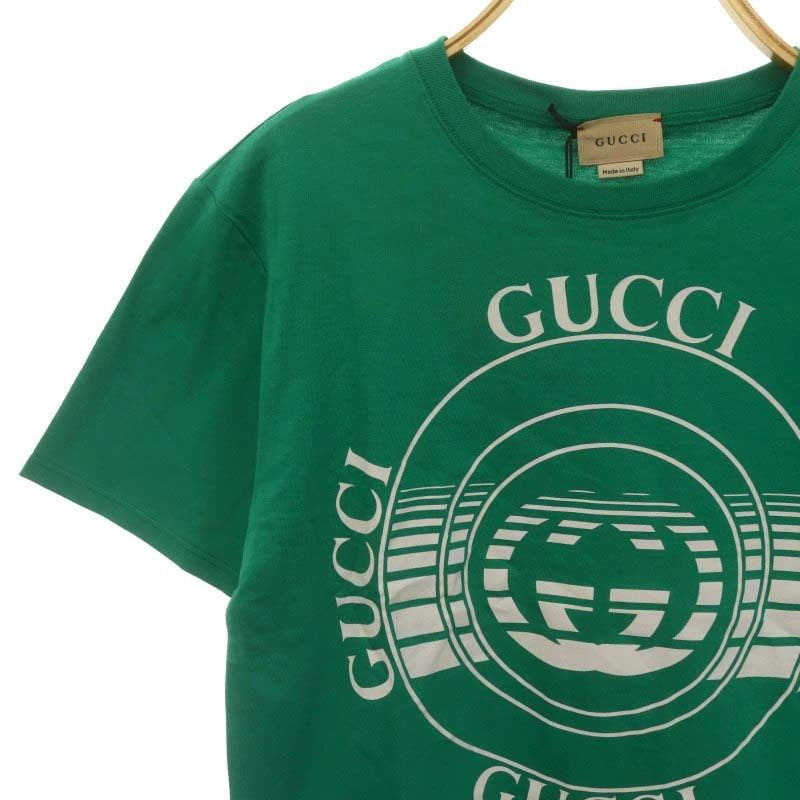 GUCCI Tシャツ　10 グッチ GUCCI 半袖Tシャツ カットソー GG プリント クルーネック 10 緑
