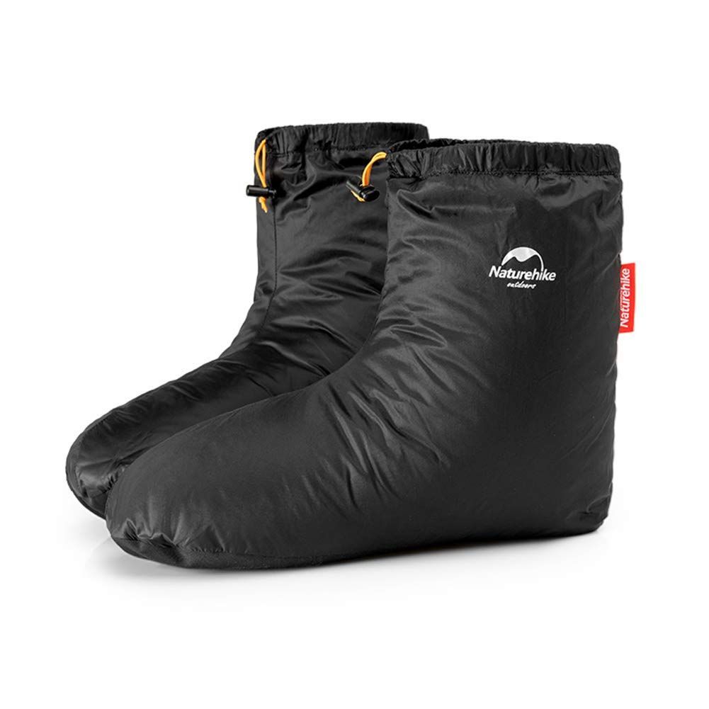M_ブラック系 Naturehike ダウンソックス ダウンシューズ メンズ 防寒ソックス 防寒具 ダウン 防寒着 テントシューズ 冬 男女兼用 足のお布団 羽毛 靴下 ブラック M