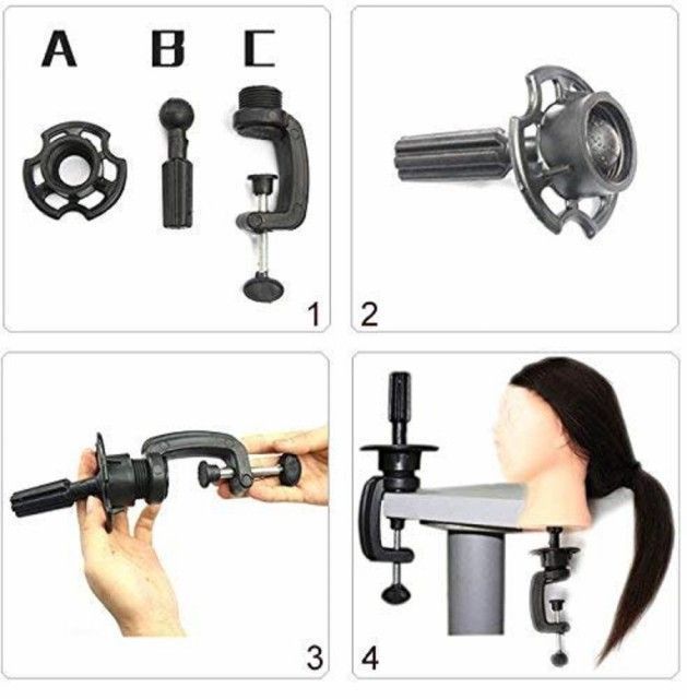 カット練習用 マネキン 3個セット 実技試験用 クランプ付き 編み込み