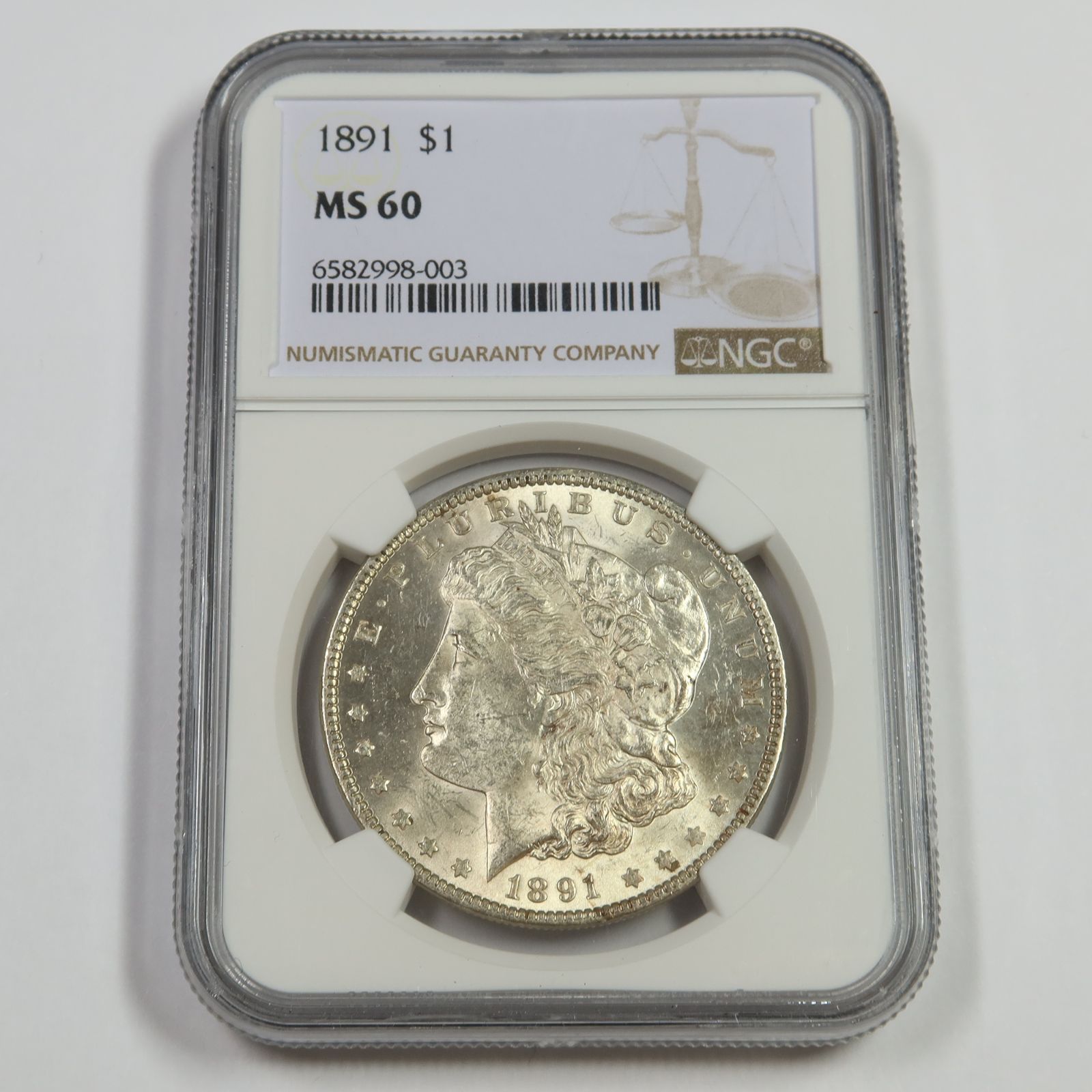1891 P NGC MS60 - Silver Morgan Dollar - $1 Coin