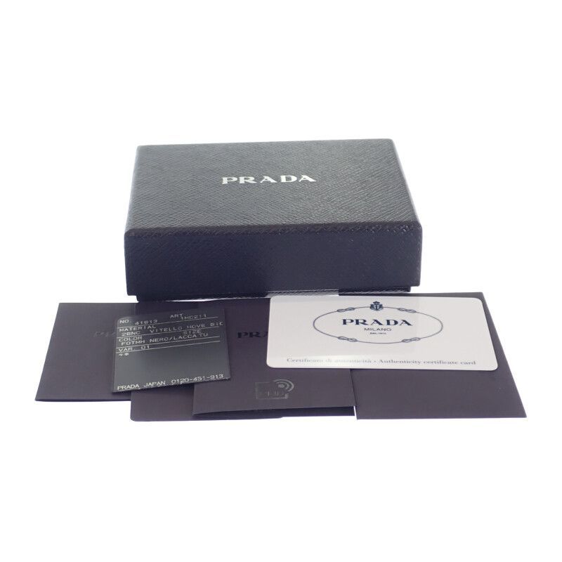 【中古】【Aランク】PRADA プラダ アコーディオンバイカラー カードケース 名刺入れ 1MC211 ヴィッテロムーブ ブラック レッド ゴールド金具 【ISEYA】