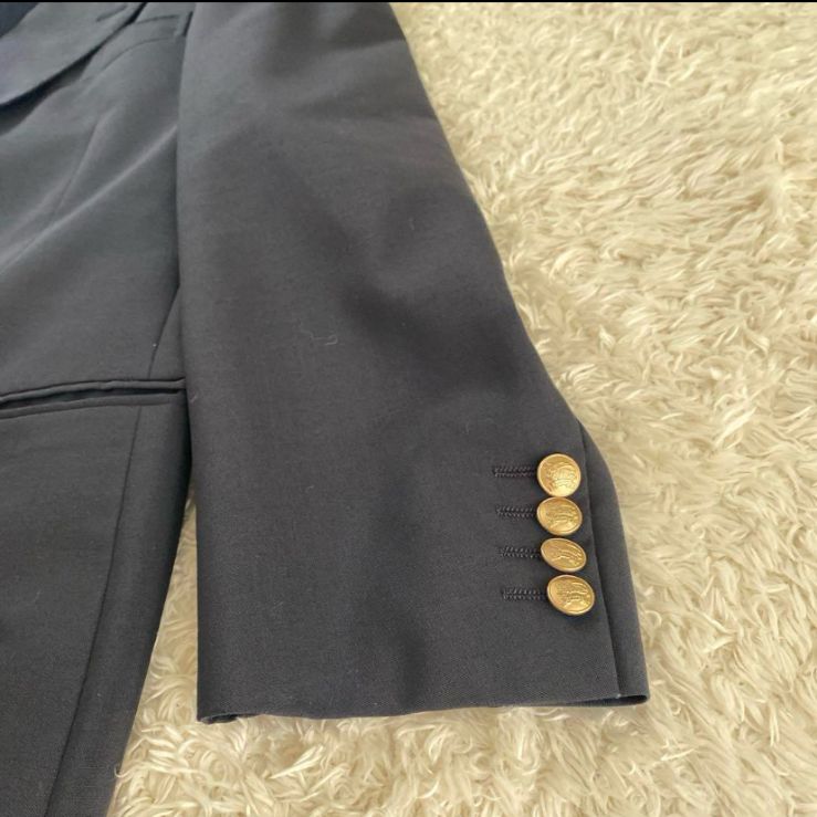 極美品！BURBERRY 紺ブレ ダブル 金ボタン ホースロゴ モヘヤ - メルカリ