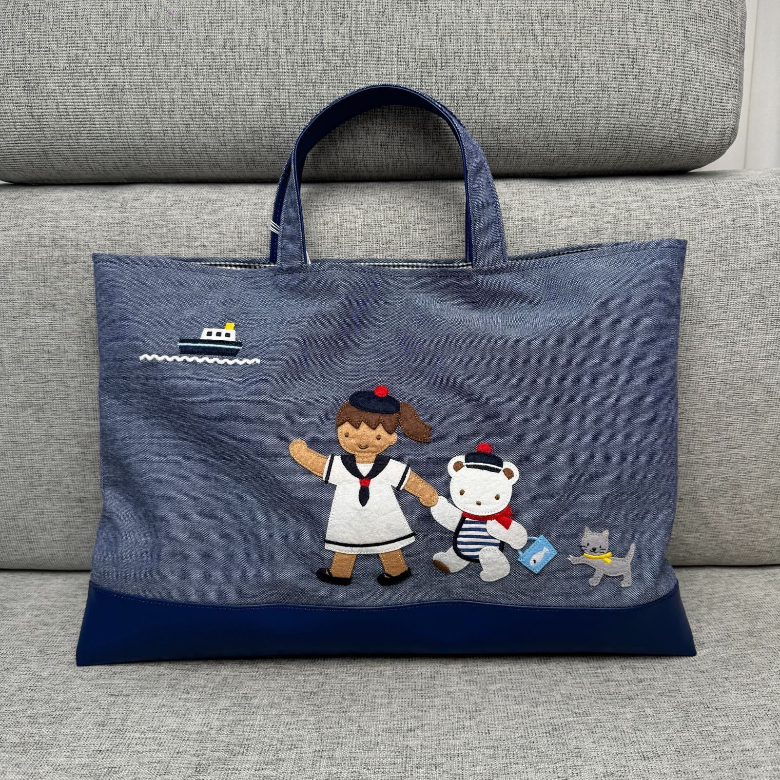 新品タグ付き】familiar デニムバッグ レッスンバッグ