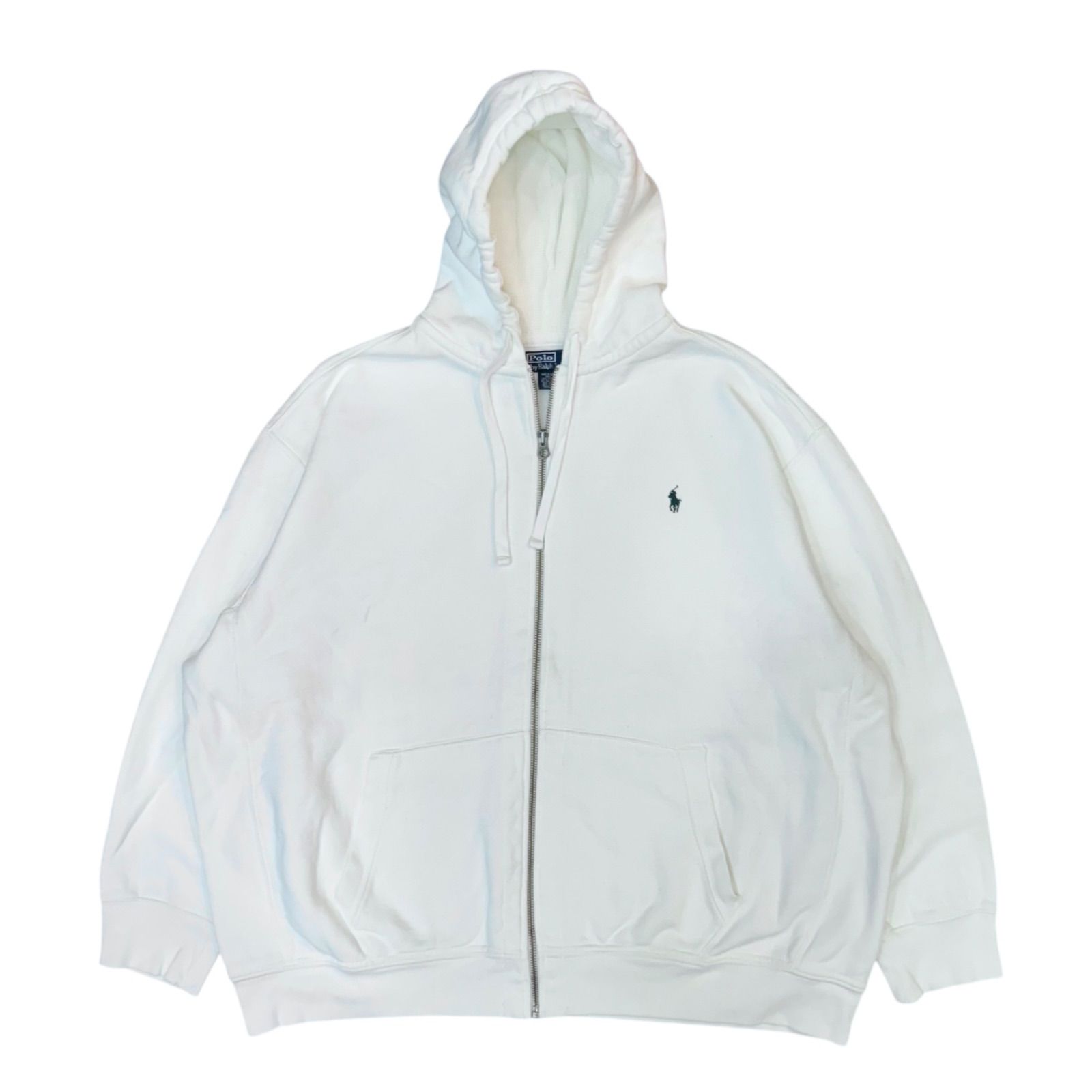 4XL》美品 POLO Ralph Laurenラルフローレン ジップアップ パーカー 白 