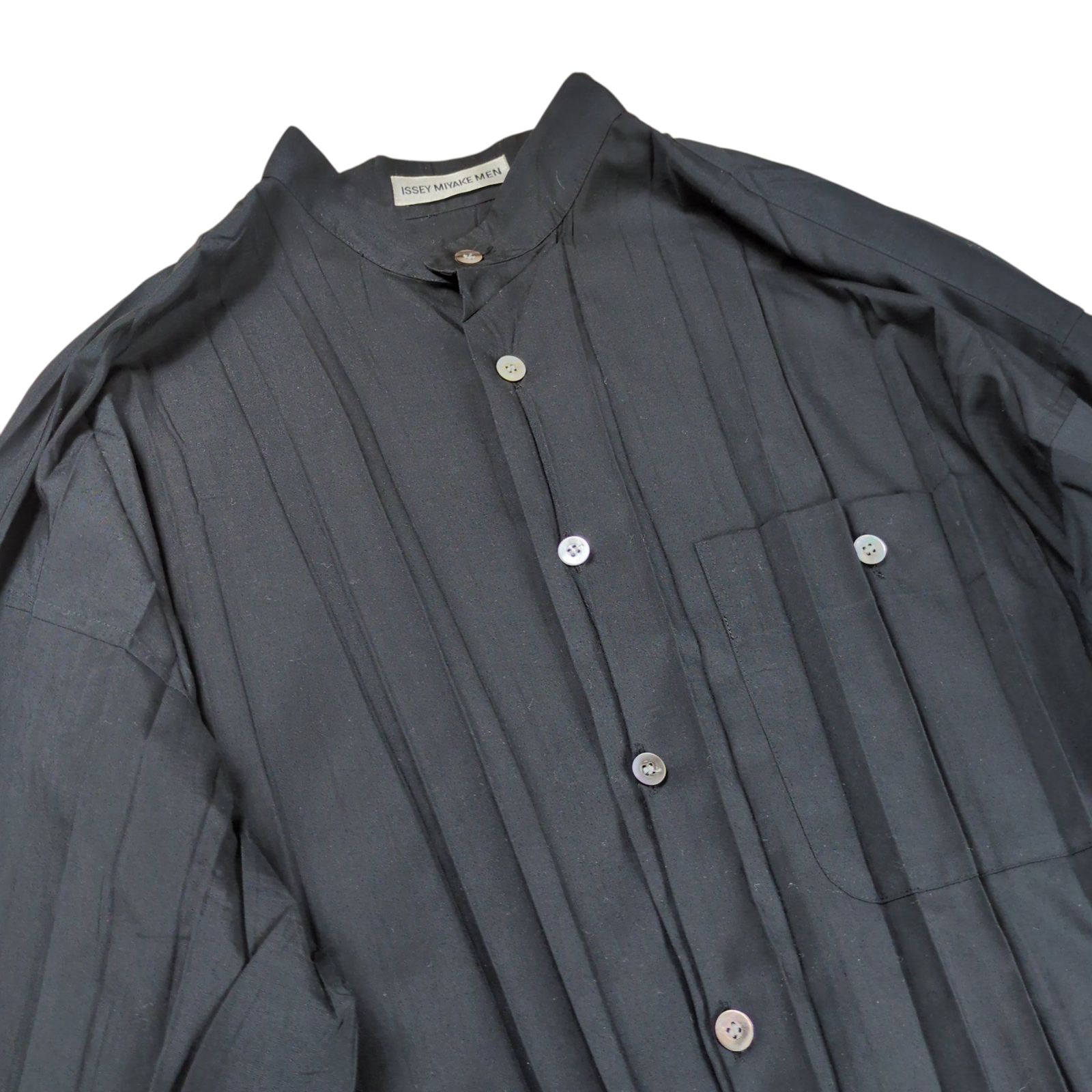 issey miyake ノーカラー　半袖シャツ 希少 80s 90s issey miyake Archive イッセイミヤケ ストライプ