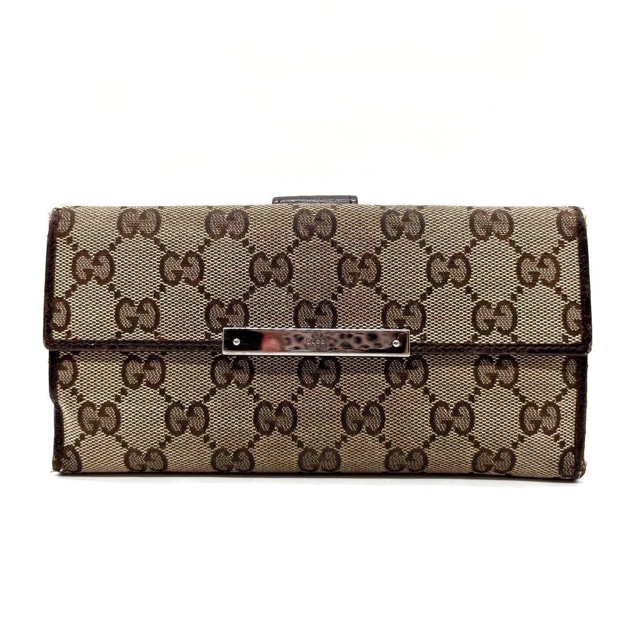 ✨良品✨ GUCCI グッチ 長財布 二つ折り GG柄 キャンバス レザー