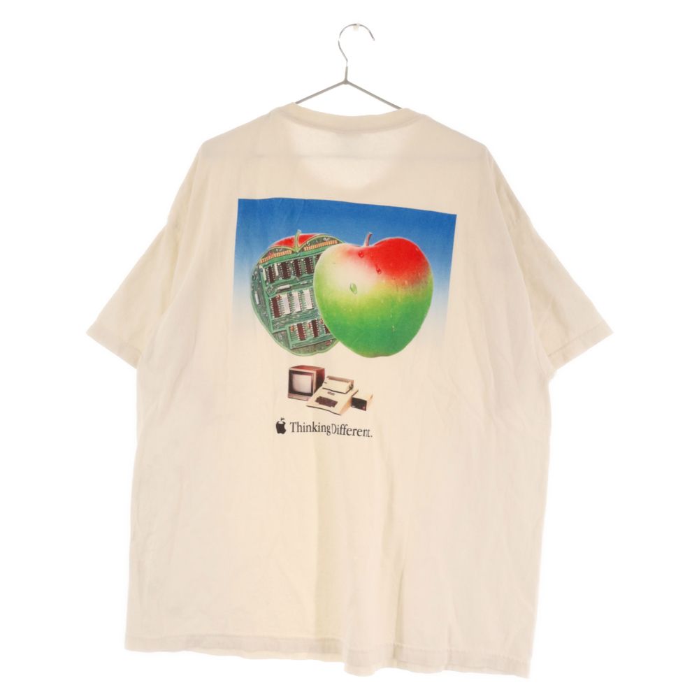 thinking different (シンキングディフェレント) バックフォトプリント アップル 半袖Tシャツ ホワイト