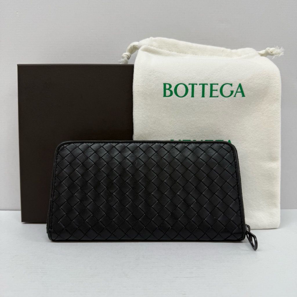Bottega Veneta ネイビーレザー 長財布 BOTTEGA VENETAネイビー レザー