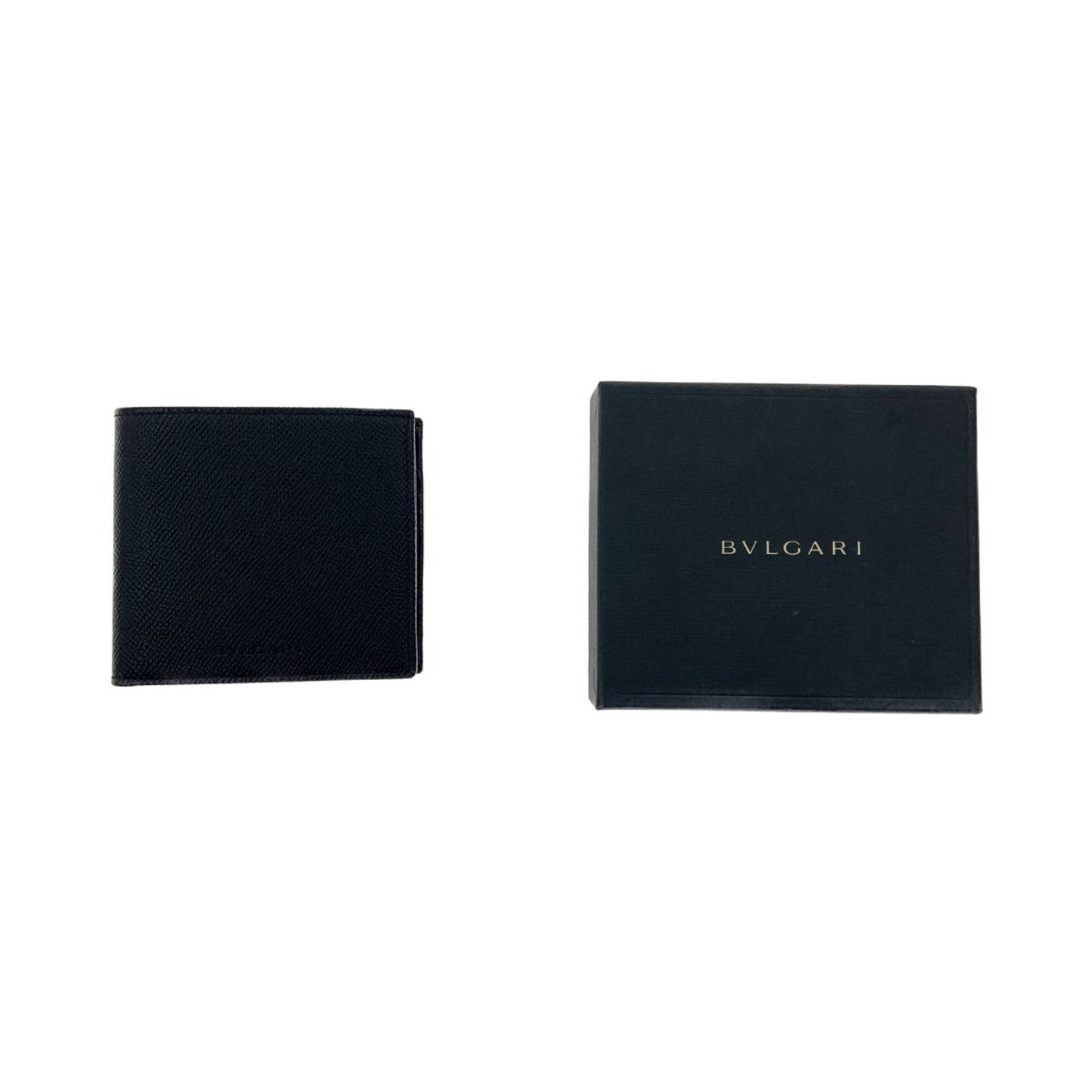 未使用品　箱付き　BVLGARI ブルガリ　折り財布　ロゴグラム　ブラック 〇〇BVLGARI ブルガリ レザーロゴ 二つ折り財布 33885 ブラック
