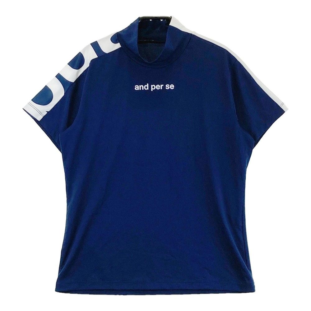サイズ L AND PER SE アンパスィ ハイネック半袖Tシャツ ネイビー系 240101433975 ゴルフウェア レディース ストスト