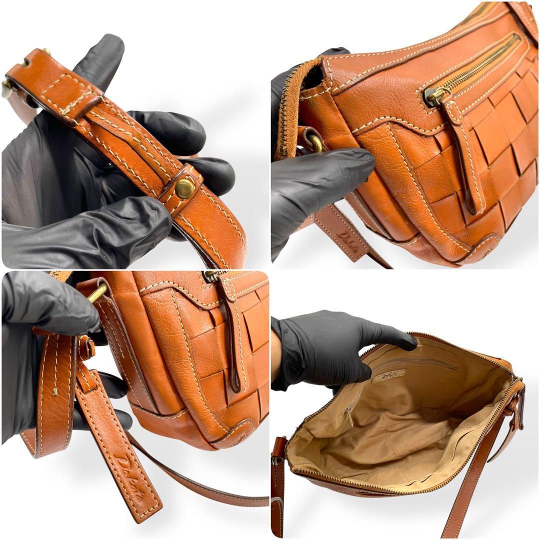 極美品 Dakotaレザー × ナイロン 編み込み イントレ 茶e366 極美品 Dakotaレザー × ナイロン 編み込み イントレ 茶e366