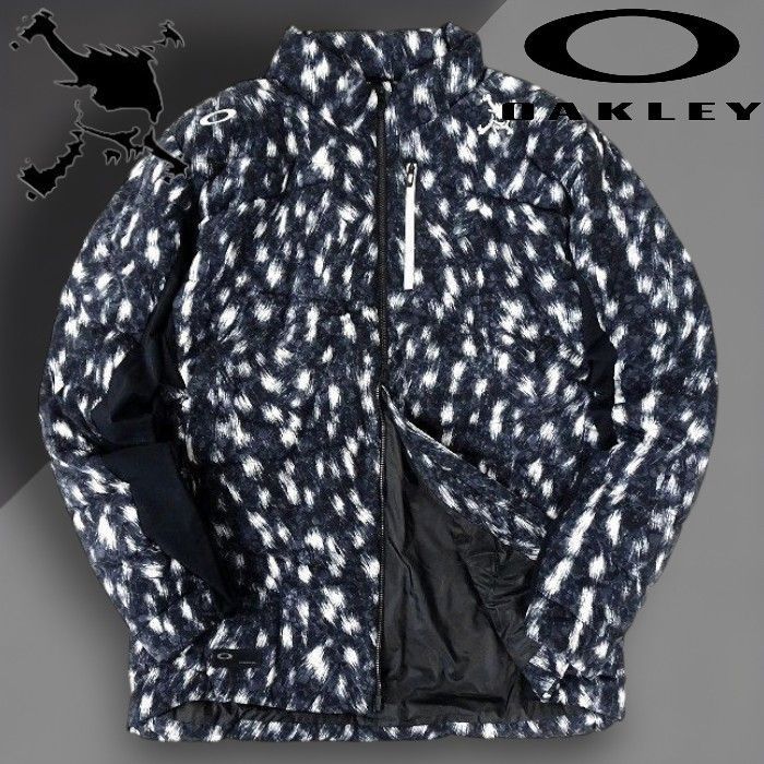 OAKLEY オークリー スカル 700フィルパワー ストレッチ切替 スタンド ダウンジャケット ブルゾン ゴルフウェア FOA404242 定2.8万 ブラックプリント ▲079 40221m02