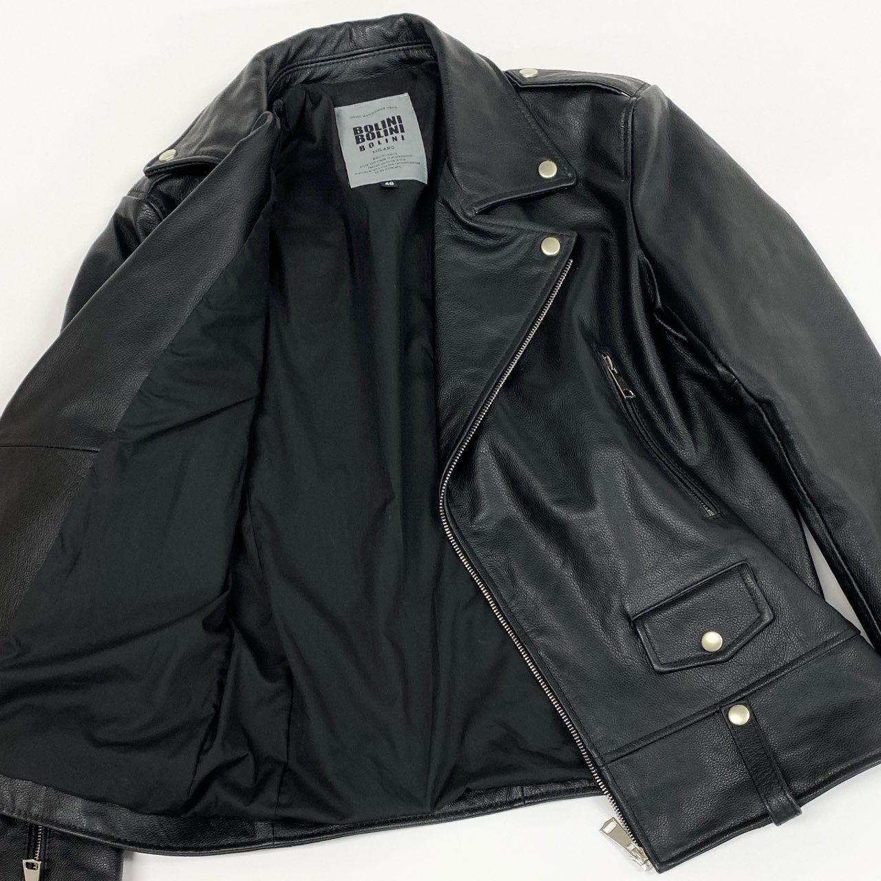 83i29 《美品》BOLINI ボリーニ ダブルライダースジャケット レザー