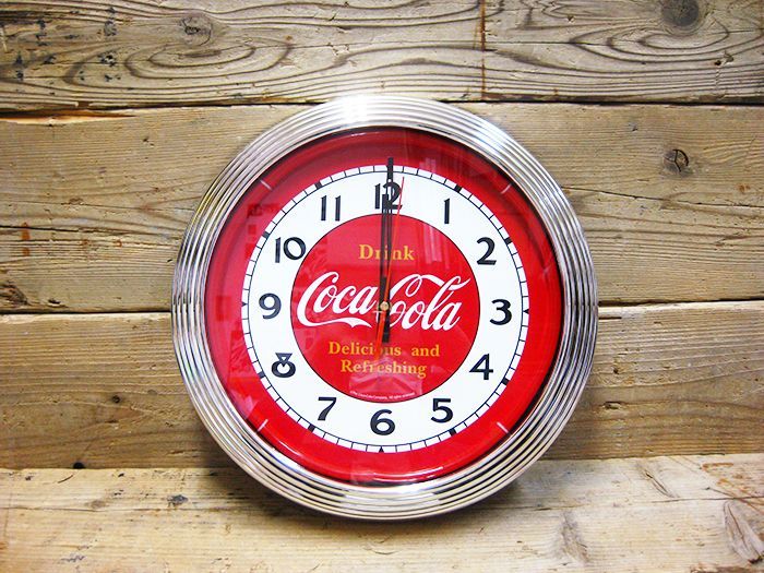 ネオンクロック コカ・コーラ (レッド) 赤 光る 壁掛け時計 ウォール 