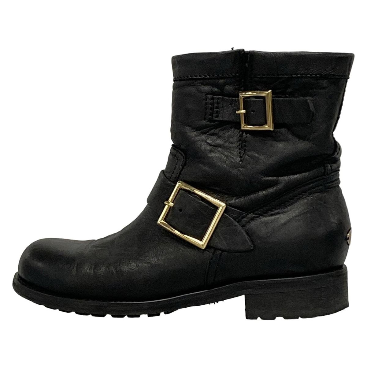 JIMMY CHOO ジミーチュウ ショートブーツ 36 レディース - 黒 レザー