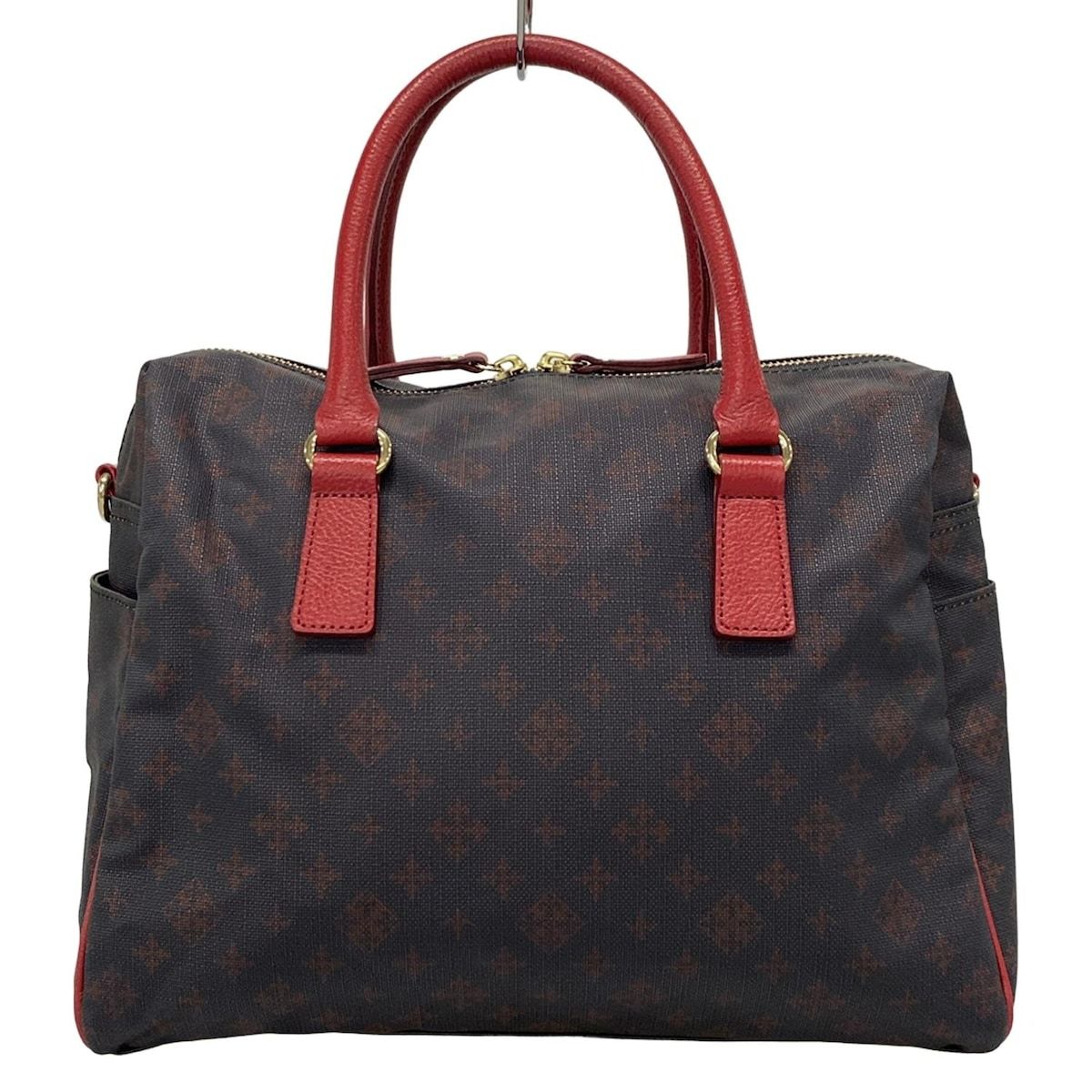 【新品・未使用】russet ダークブラウン ハンドバッグ russet(ラシット) ハンドバッグ美品 - ダークブラウン×レッド