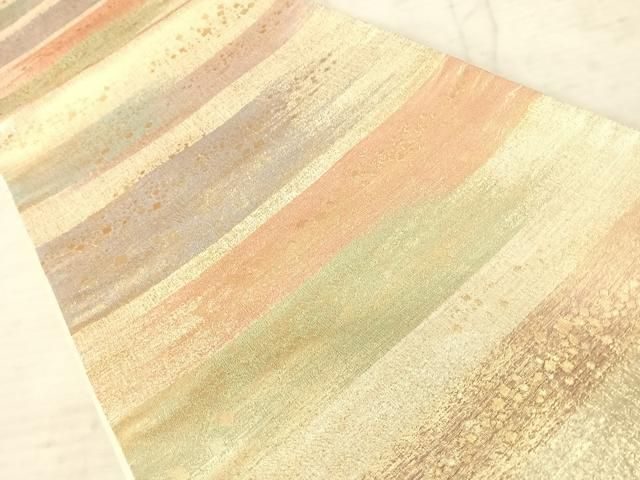平和屋着物◎六通柄袋帯 箔散らし文様 金糸 正絹 逸品
