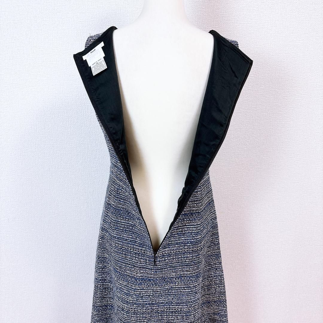 美品✨ルネ ノースリーブ ワンピース ツイード フレア Aライン 美品】ルネ ツイード生地 Aラインフレア ノースリーブワンピース 38