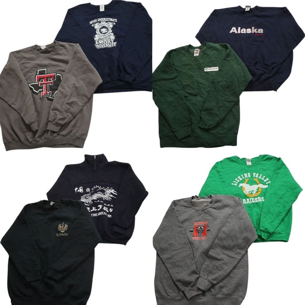 古着卸 まとめ売り カラー スウェット 8枚セット (メンズ L /XL ) ハーフジップ フルーツオブザルーム プルオーバー 中古 古着 MZ0353