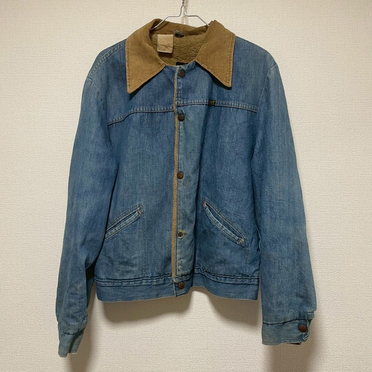 70s maverick USA製 デニムボアジャケット 長袖 ブルー コーデュロイ襟 