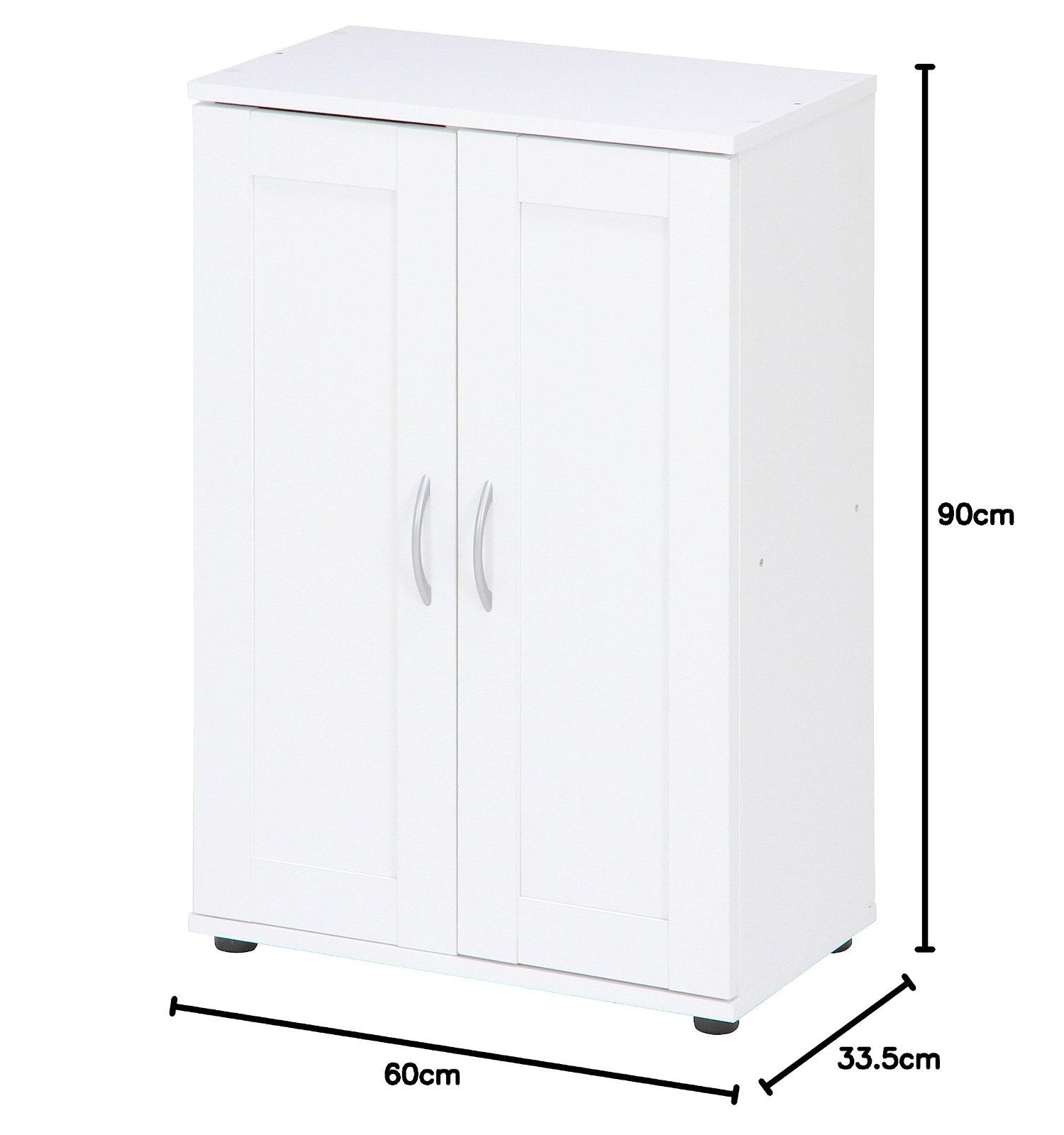 幅60×奥行33.5×高さ90cm ホワイト 6段 靴箱 両開き シューズボックス 玄関収納 下駄箱 可動棚 不二貿易 86037 MARWIL-DEMENAGEMENTS_CH