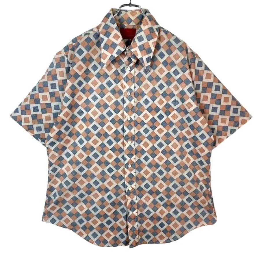 70’s Sears KINGS ROAD半袖シャツ XL総柄 VINTAGE 70sキングスロードkings roadシアーズSEARS半袖デザインシャツ総