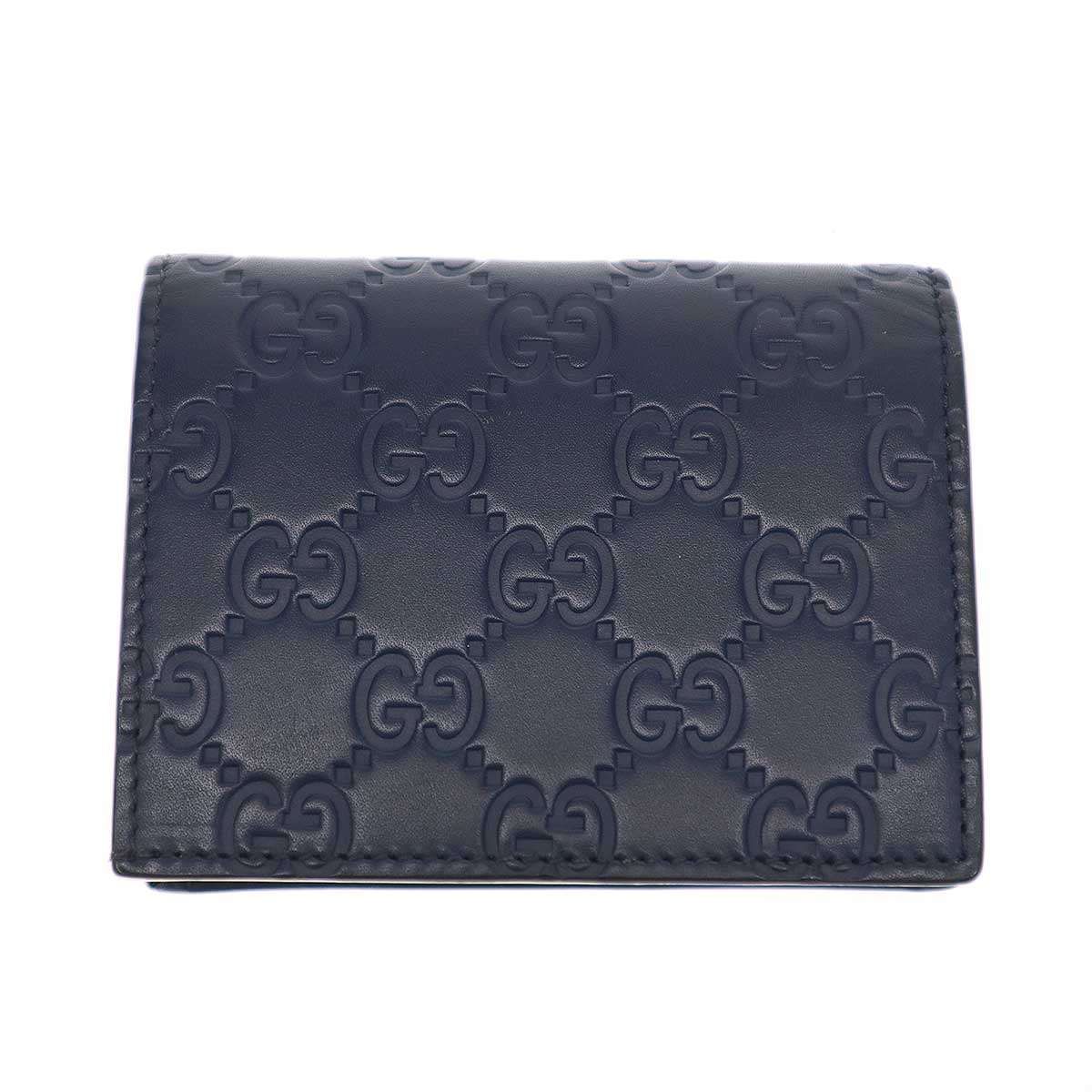 GUCCI グッチ シマレザーコンパクトウォレット 財布 410120 ネイビー