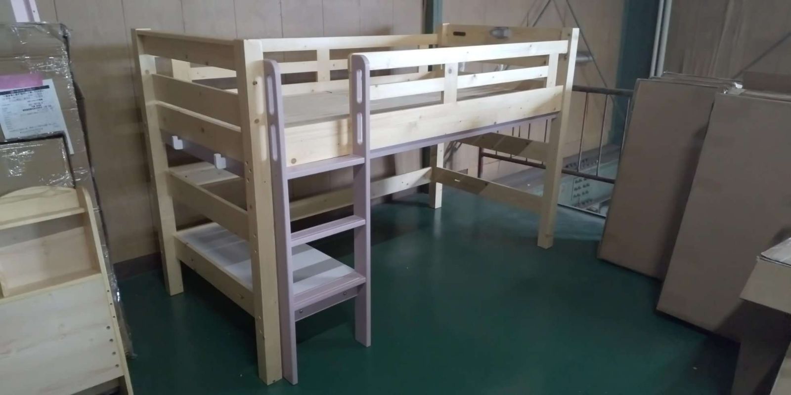 【全国送料無料】ロフトベッドイーニーミドルタイプ　WHｘVG　アウトレット 宮付き ロフトベッド eeny(イーニー) Hi basic H176cm 4色対応の通販