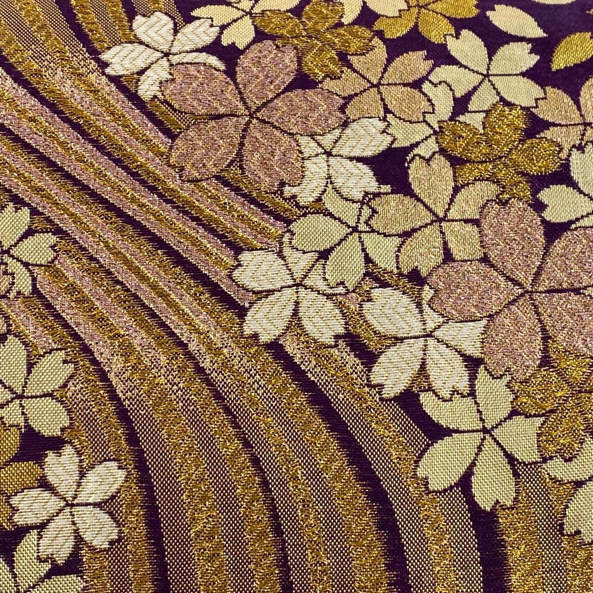 丸帯 美品 逸品 京の四季 きゃしゃ 箔 金糸 金色 全通 正絹 【中古】 