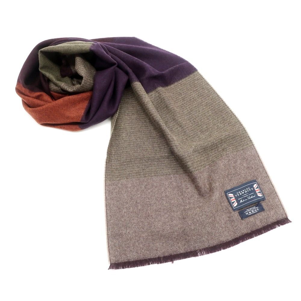 【中古】チャールズ ティアウイット CHARLES TYRWHITT ウール ストール パープルxオレンジ【メンズ】