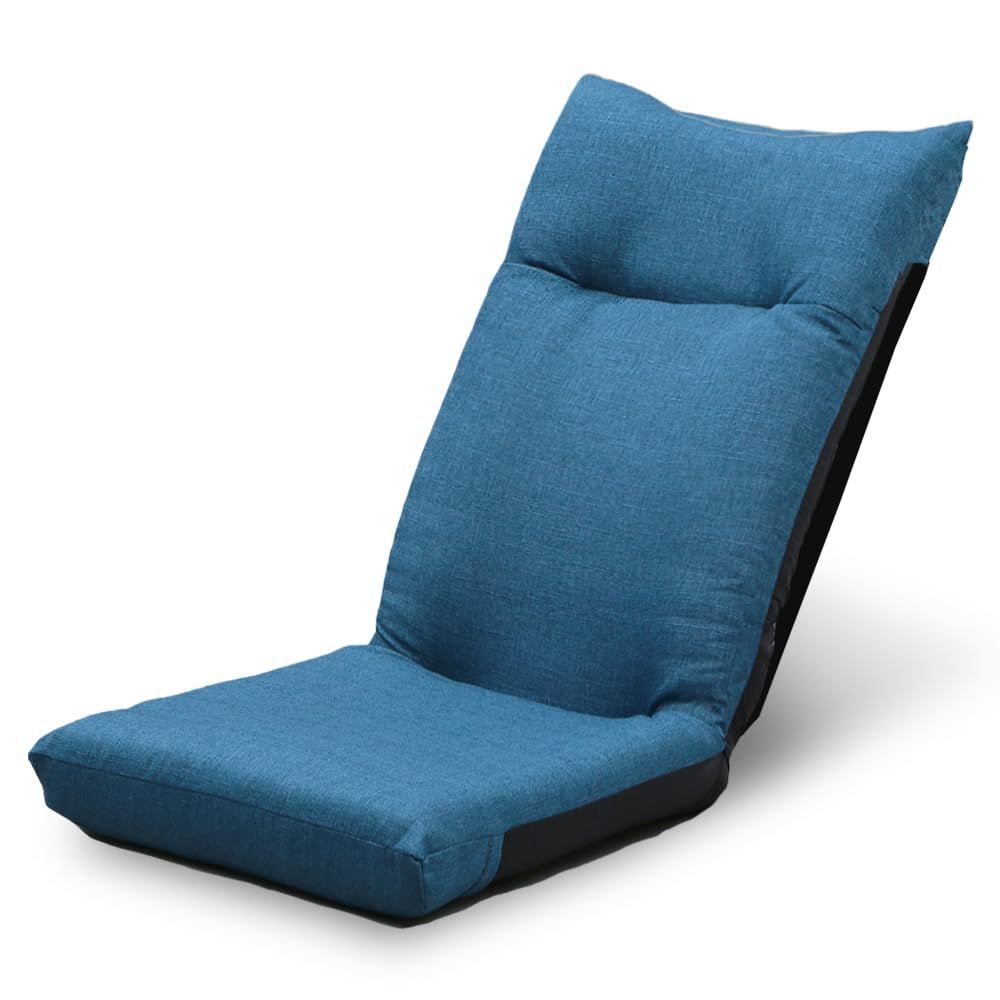 アイリスプラザ(IRIS PLAZA) 座椅子 デニムブルー 幅約46×奥行約58×高さ約68cm リクライニング YC-601