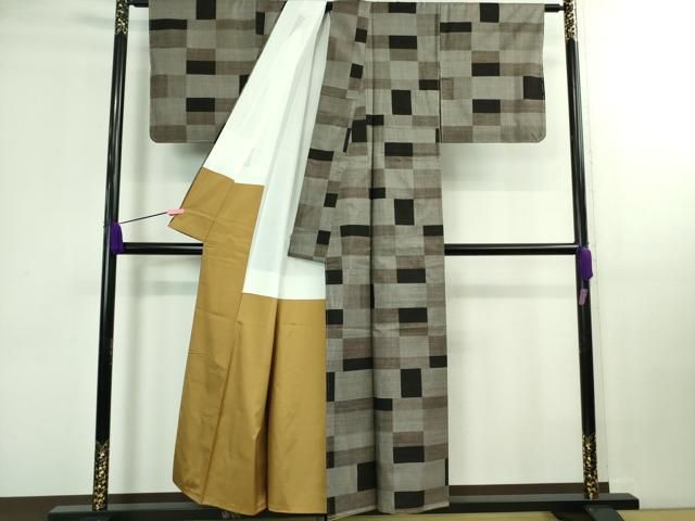 平和屋着物 上 本場大島紬 9マルキ 変わり市松 ♥ DZAB0182kh5