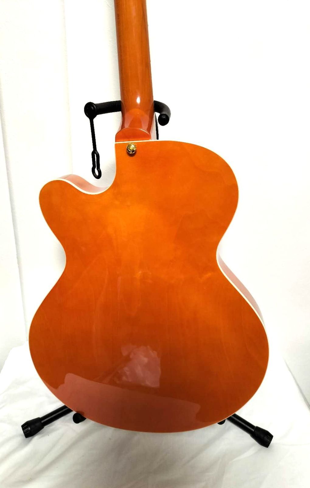 フルアコアーチトップギター①オレンジ虎目トレモロアームステンレス