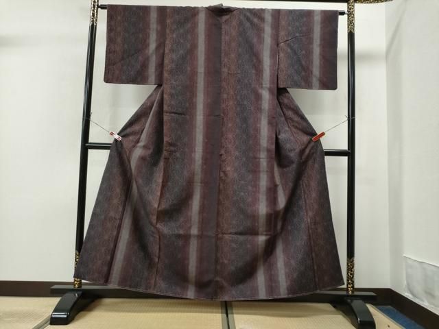 平和屋着物○上質な紬 麻の葉文様 正絹 逸品 未使用 DAAR4342tw 平和屋