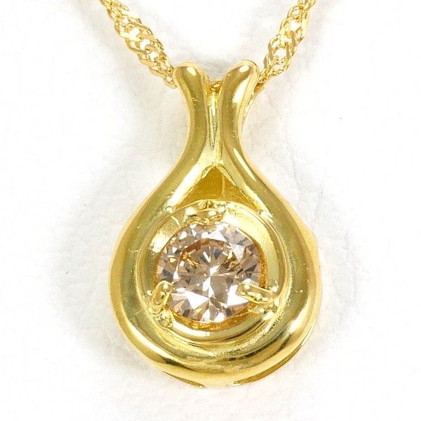 K18YG ネックレス NECKLACE ブラウンダイヤ 0.1 総重量約1.1g 約42cm