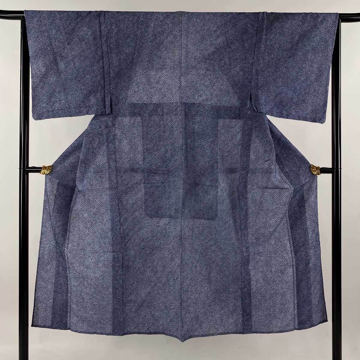 男着物 身丈141cm 裄丈64cm M 絞り浴衣 総絞り 紺色 綿 名品