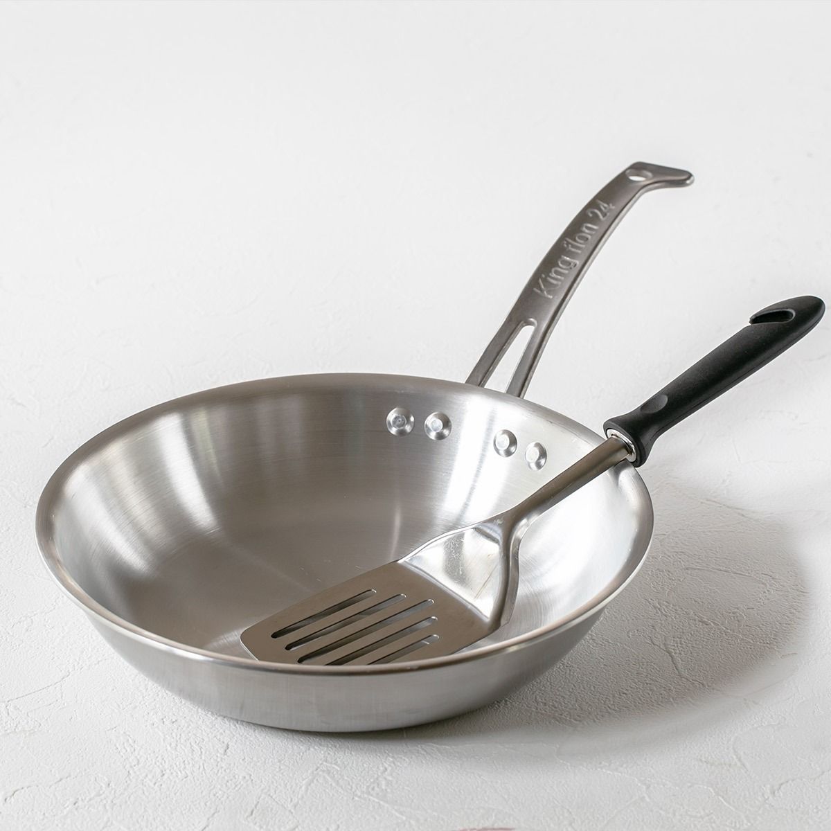 フライパン 27cm IH対応 浅型 ステンレス製 キングフロン ノーメイク