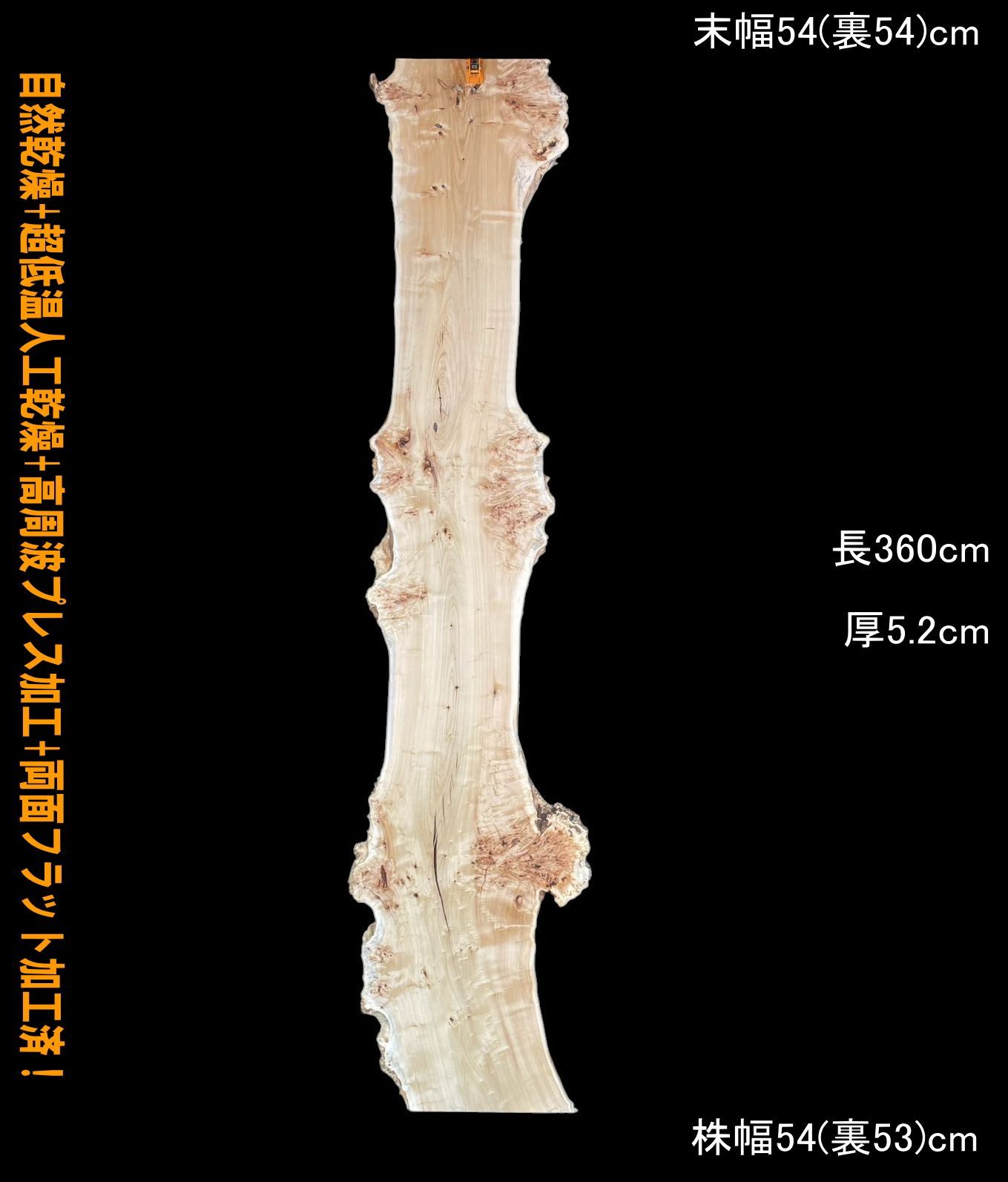 ポプラ M172-2 レジン 瘤 一枚板 乾燥材 長尺 棚板 カウンター テーブル DIY 耳付 天板 座卓 テレビボード