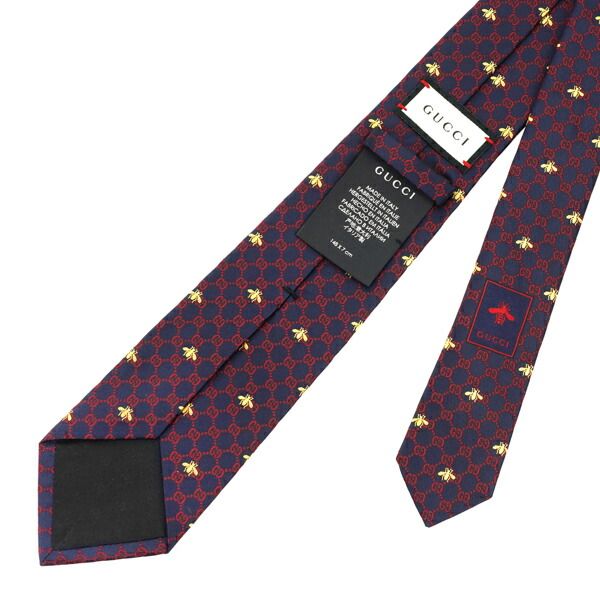 新品 グッチ GUCCI ネクタイ GGビー（ハチ） ネイビー/レッド - メルカリ
