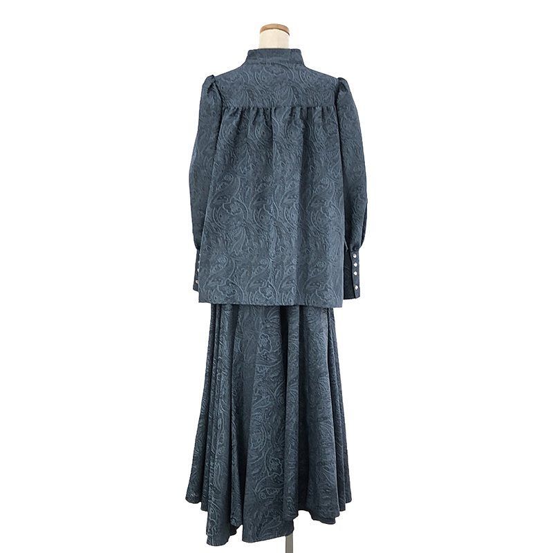 【美品】  Re:poris / レポリス | セットアップ バトルフレアペイズリー ブラウス スカート | F | ブルー | レディース 美品】 Re:poris / レポリス | セットアップ バトルフレアペイズリー