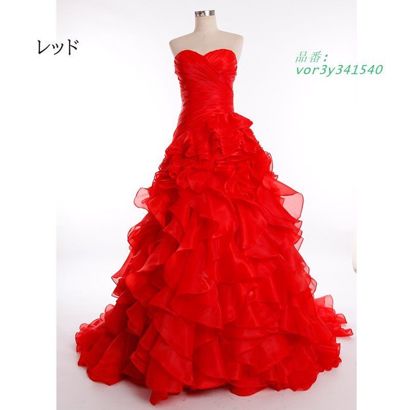 【♡】「クリスマス限定」プリンセス風のフリルスカート 赤いビスチェドレス 76157755-1.jpg