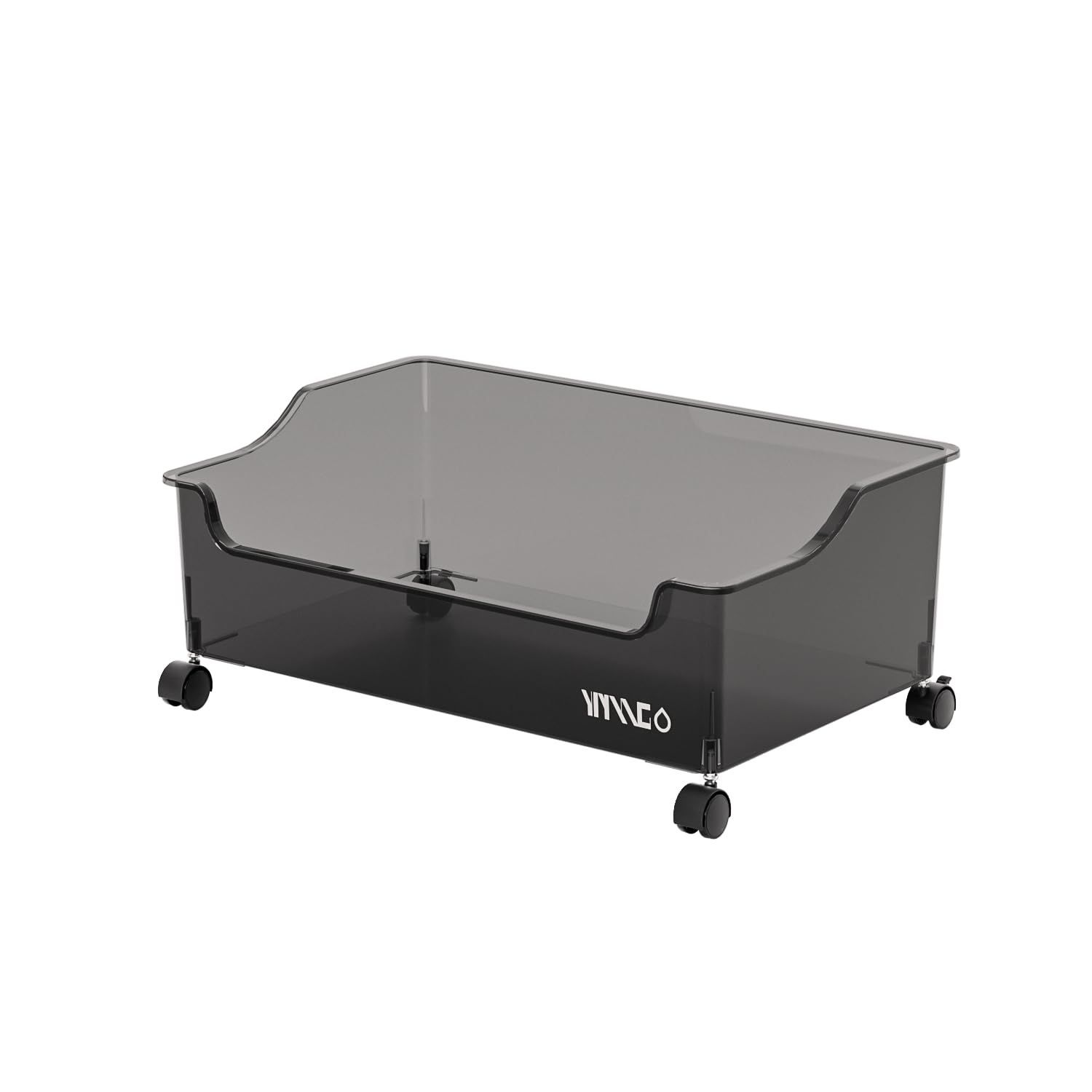 【新着商品】荷物置き、キャスター付き机の下で出し入れもスムーズのバスケット (ブラッククリアー クリアーリュックが置けるカート、デスク下用大容量ランドセルワゴン、リビング学習